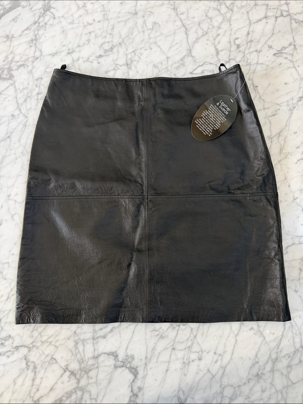 NWT 100% Leather Pencil Midi Skirt Sz 14 Black